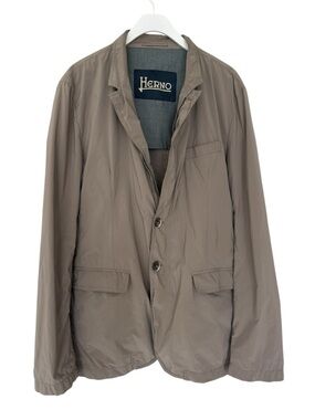 Herno Light Brown Sporty Jacket with Button & Zipper Front